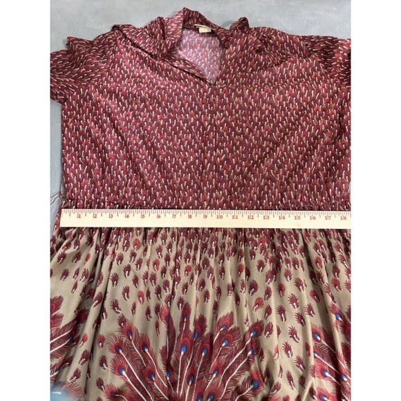 Vintage Top Act Y2K Boho Midi Dress Made USA Border Print Peasant Flower Child - Picture 13 of 16